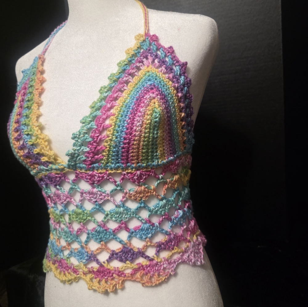 Festival Crocheted Halter Top - Picture 2 of 11